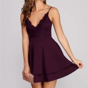 Windsor Purple Lace Mini Dress